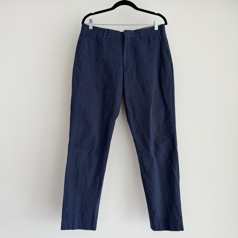 J Crew Pants Mens 31x30 Navy Ludlow Slim Fit Somelos Cotton Linen Unstructured